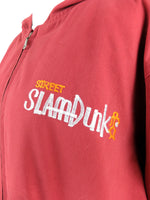 Vintage 90s Y2K Streetwear Hip Hop Style Sports Red & Navy Blue Colourblocked Hooded Zip Up Jacket | Men’s Size 3XL
