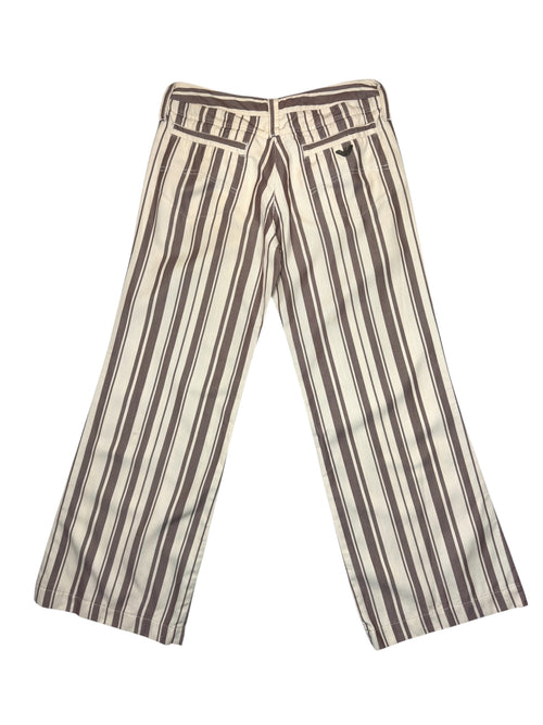 Vintage 2000s ARMANI JEANS Low Rise Cream & Maroon Brown Striped Straight Leg Trousers | Size  S-M