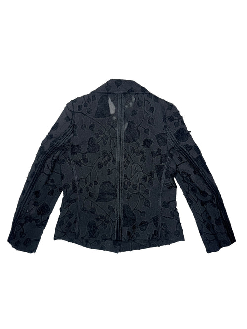 Vintage 90s Y2K Grunge Black Lightweight Collared Button Down Blazer Jacket With Mesh Cutout Details | Size S-M
