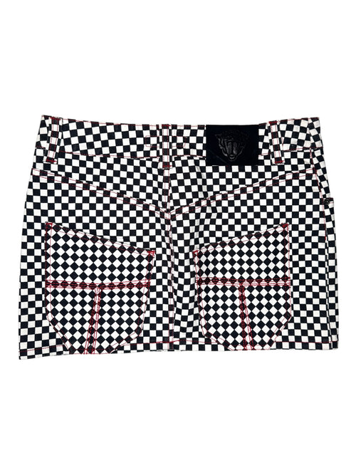 Tiger of Sweden Low Rise Black & White Checkered Micro Mini Denim Skirt | Size M