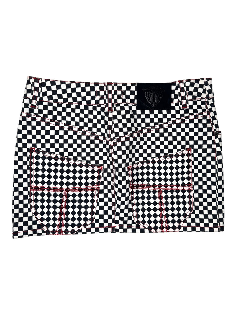 Tiger of Sweden Low Rise Black & White Checkered Micro Mini Denim Skirt | Size M