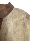 Vintage 70s Bohemian Hippie Tan & Brown Suede Leather Collared Snap Button Down Cape Poncho | Size M
