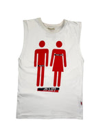 Vintage 2000s JPG JEANS by Jean Paul Gaultier SS 2003 N.0005 White & Red Graphic Sleeveless Muscle Tee | Size XS-S