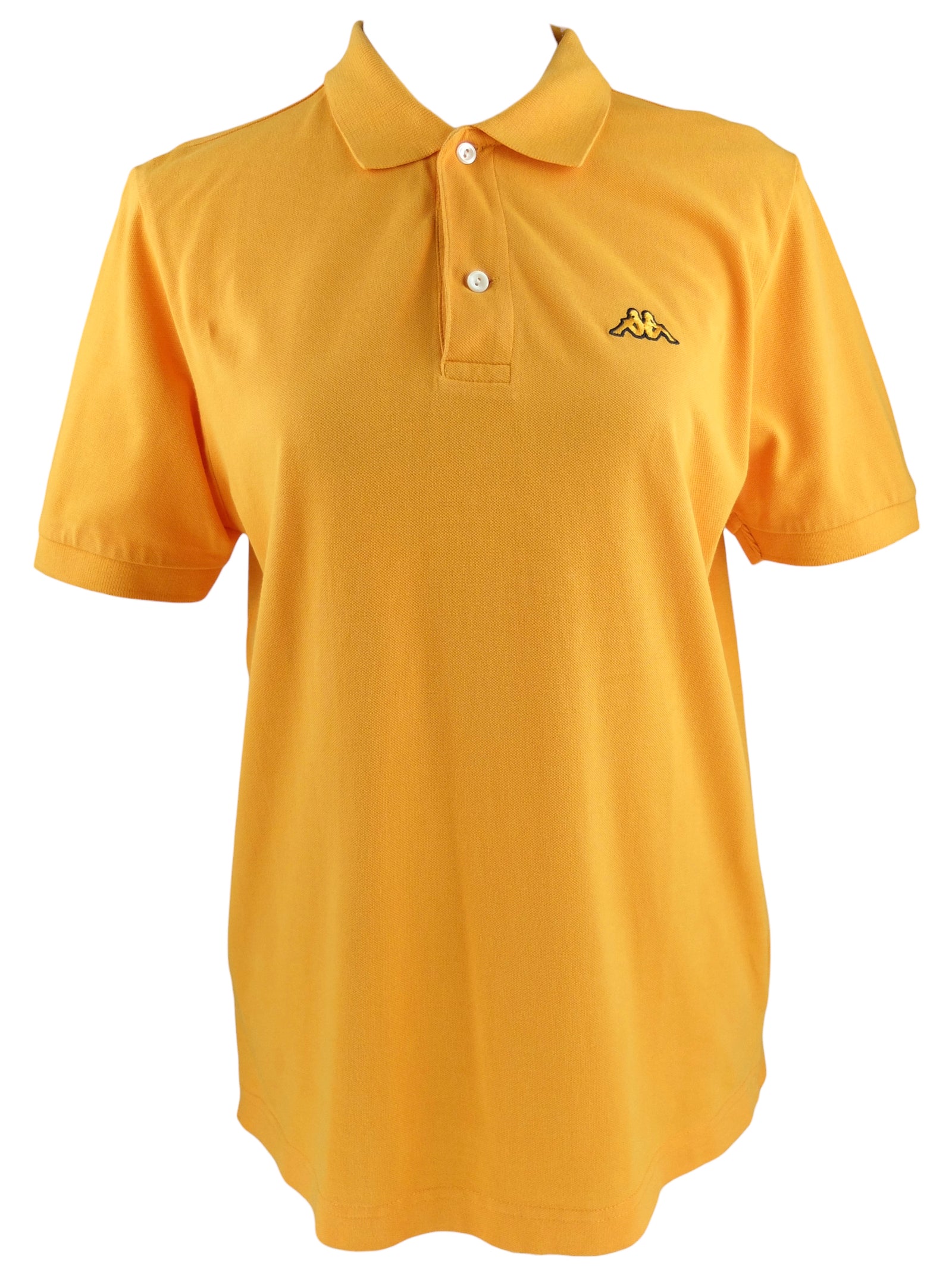 Vintage 2000s Y2K Kappa Streetwear Bright Orange Collared 1/4 Button Up Short Sleeve Polo Shirt  | Men’s Size S