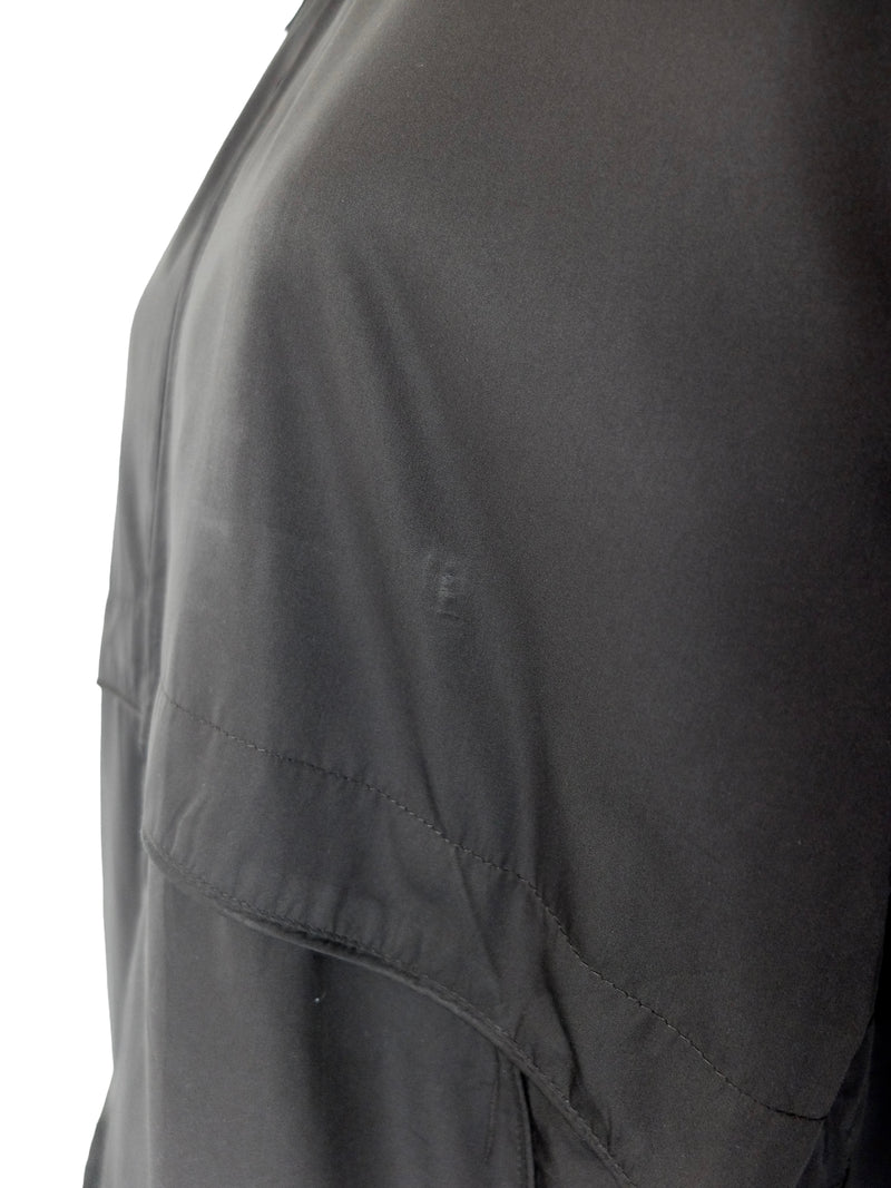 Vintage 90s Men's Utilitarian Bohemian Solid Dark Brown Collared Zip Up Windbreaker Shell Jacket | Size L