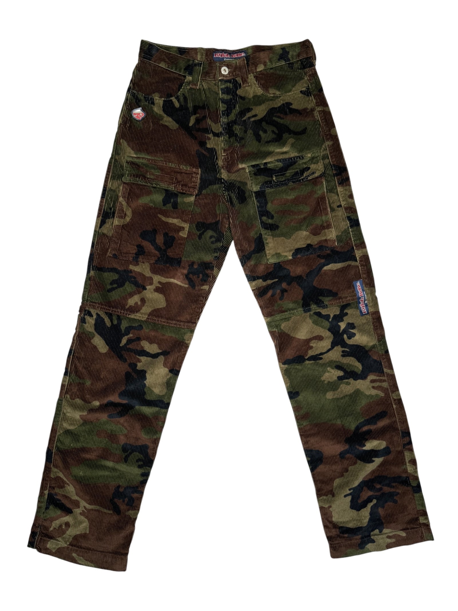 Vintage 2000s KILLAH High Rise Camo Utility Corduroy Baggy Rave Pants | Size M