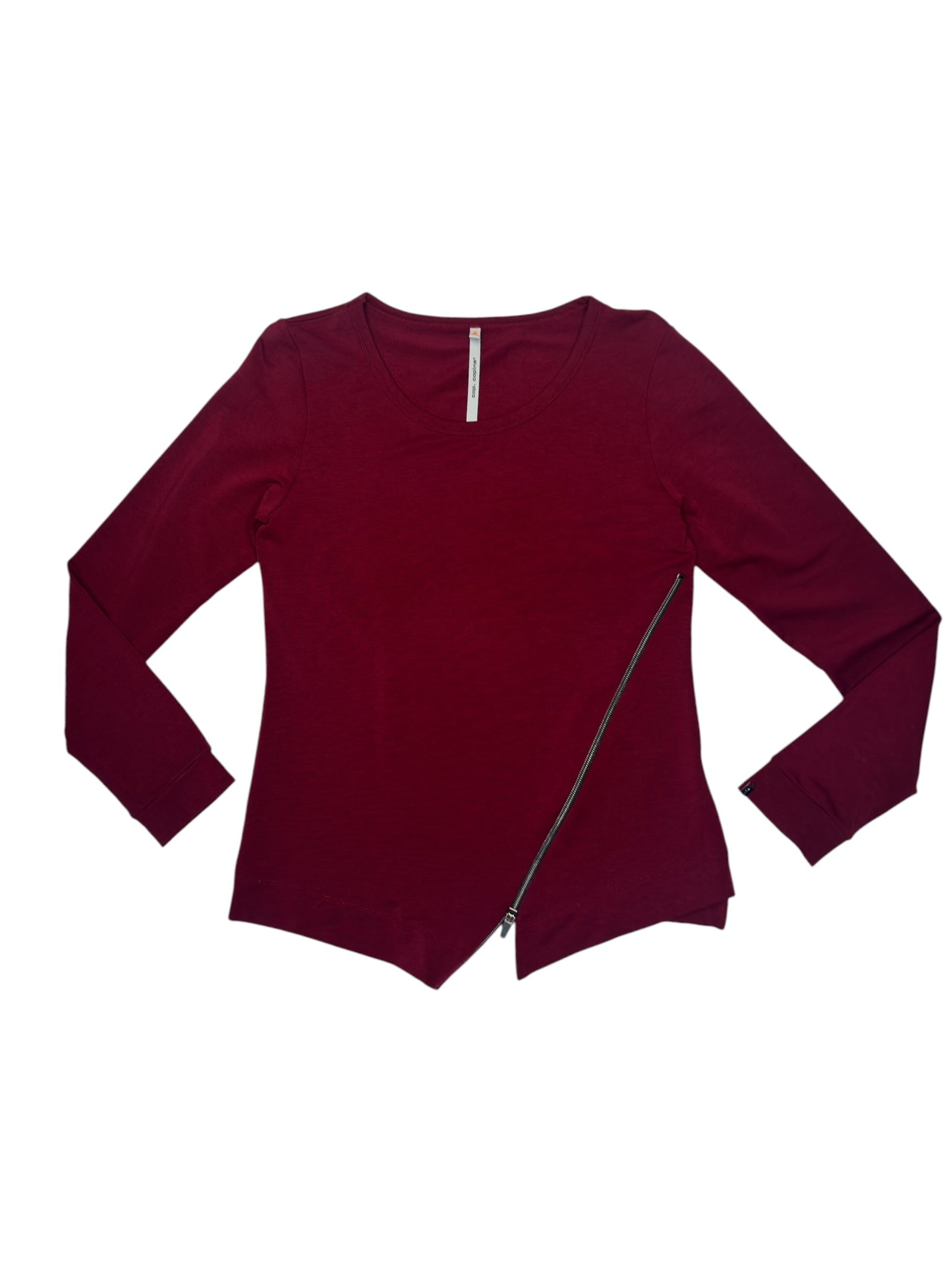 Vintage 2000s COP COPINE Burgundy Long Sleeve With Diagonal Zipper | Size S-M
