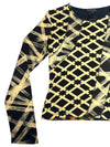 Vintage 2000s Y2K Custo Barcelona Streetwear Style Abstract Geometric Graphic Print Long Sleeve Cotton Shirt | Size S-M