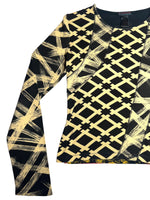 Vintage 2000s Y2K Custo Barcelona Streetwear Style Abstract Geometric Graphic Print Long Sleeve Cotton Shirt | Size S-M