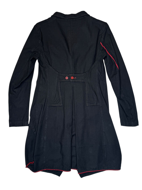 Vintage 2000s Marithé + François Girbaud Black & Red Lightweight Collared Button Down Trench Jacket | Size XS