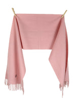 Vintage 90s Minimalist Chic Pastel Baby Pink Wool Fringed Long Wide Wrap Winter Scarf