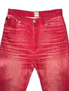 Vintage 2000s Cavalli Coral Red Denim High Waisted Faded Straight Leg Jeans | 26 Inch Waist