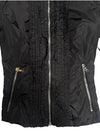 Vintage 2000s Y2K Prada Black Moto Nylon Fitted Utility Track Windbreaker Jacket with Ruffle Detail | Size XXS