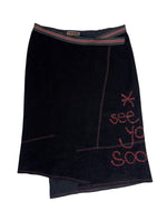 Vintage 2000s Cop Copine See You Soon Terry Cloth Asymmetrical Midi Skirt | Size L