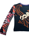 Vintage 2000s Y2K Custo Barcelona Abstract Graphic Print V-Neck Long Sleeve Shirt | Size Medium