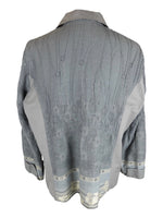 Vintage 2000s Y2K Grey Collared Long Sleeve Crinkle Button Down Blazer Style Blouse | Size XXL