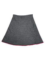 Vintage 2000s MOSCHINO Wool Blend Grey Herringbone Circle Knee Length Skirt with Red Trim | Size S