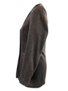 Vintage 90s Mod Brown Velvet Velour Preppy Formal Collared Button Down Blazer Jacket | Size S