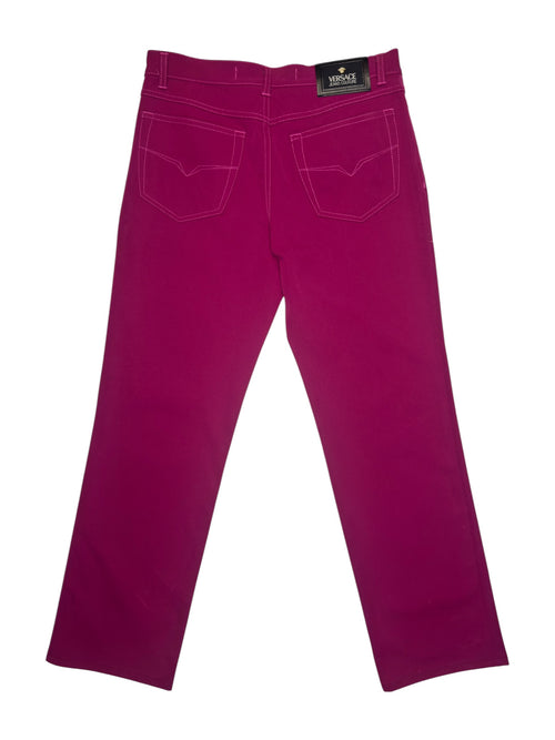 Vintage 2000s VERSACE JEANS COUTURE Mid-Rise Plum Pink Straight Leg Trousers | Size M-L