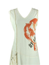 Vintage 2000s Y2K Subversive Asymmetrical Grunge White & Orange Sleeveless Tank Maxi Dress with D-Ring Detail | Size M