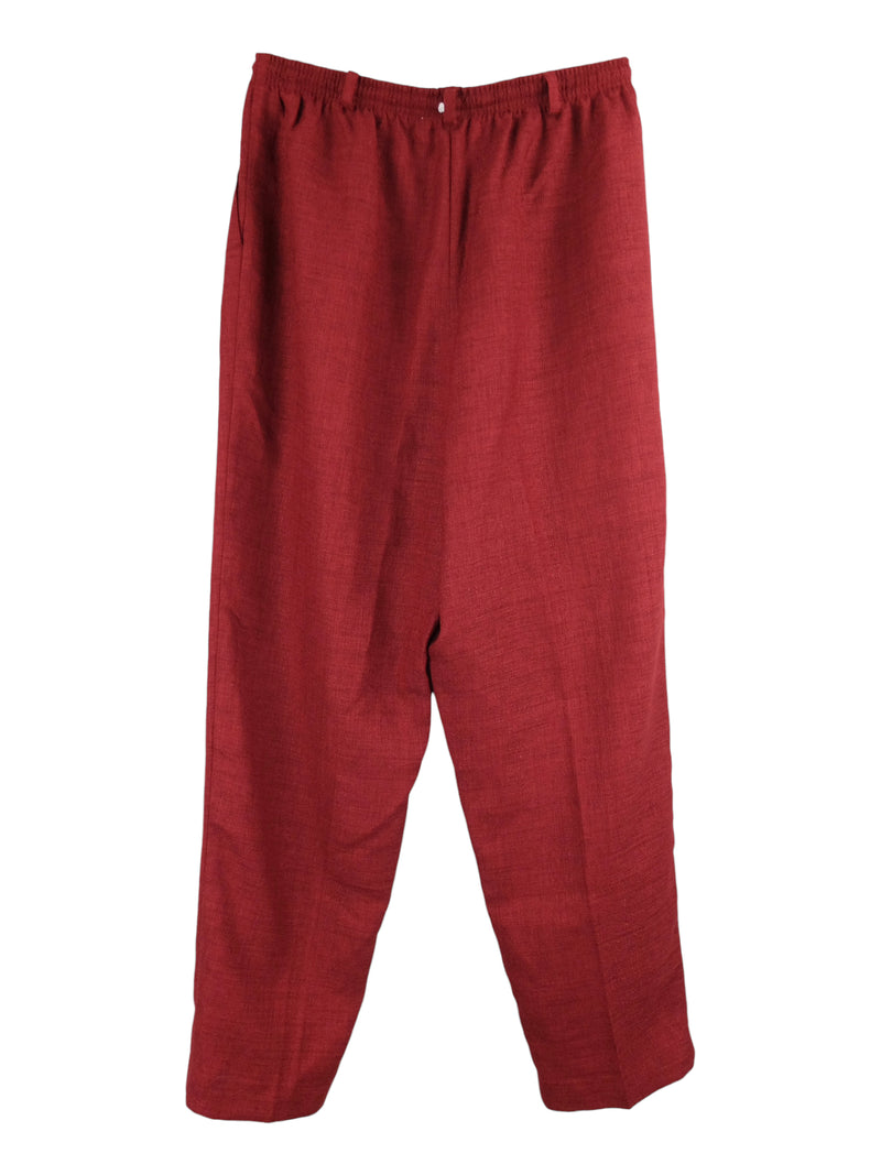 Vintage 2000s Y2K Red Cigarette Silhouette Relaxed Fit Trouser Pants with Elasticated Waist & Drawstring | 31 Inch Waist