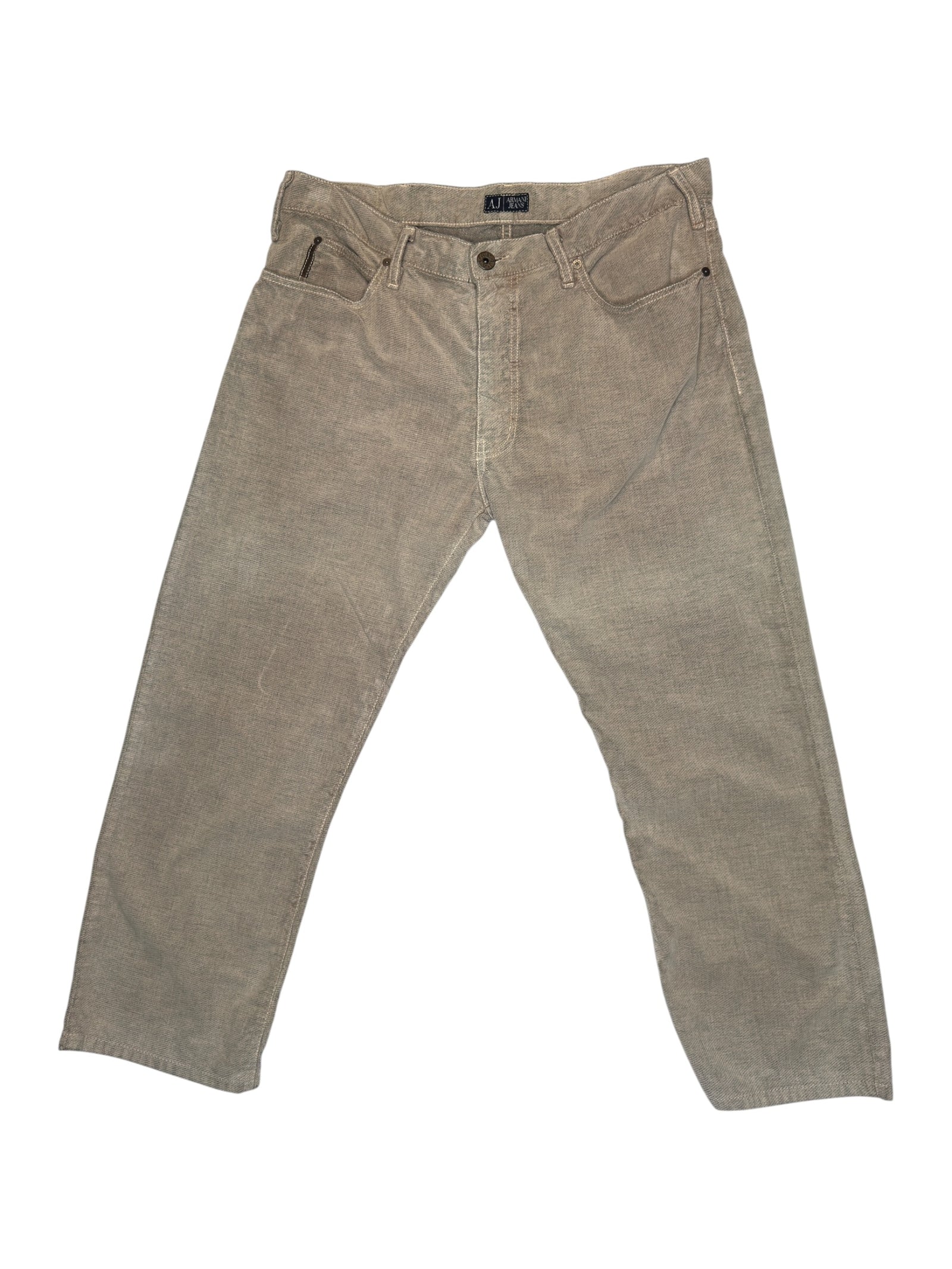 Vintage 2000s Men’s Armani Jeans Beige Velour Trousers | Size XL