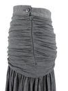 Vintage 2000s Y2K Escada Chic Designer Draped Basic Solid Grey Drop Waist Full Maxi Skirt | 26 Inch Waist