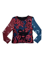 Vintage 2000s Red & Blue Abstract Graphic Print Long Sleeve T-Shirt | Size S
