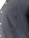 Vintage 2000s Y2K Replay Regular Fit Navy Blue Pinstripe Collarless Long Sleeve Button Up Dress Shirt