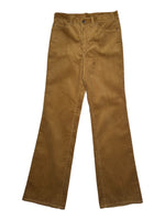 Vintage 70s Mid-Rise Bootcut Flared Camel Brown Corduroy Trousers | Size S-M