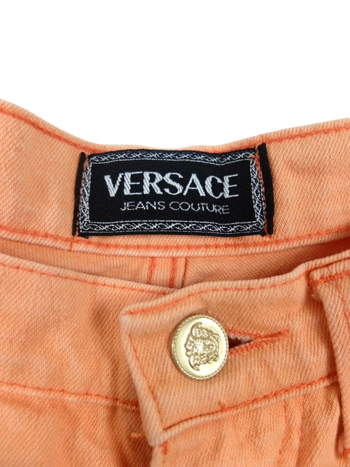 Vintage 2000s Y2K Versace High Waisted Pastel Orange Denim Jeans | 30-31 Inch Waist