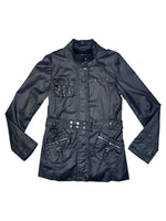 Vintage 2000s MORGAN DE TOI Black Studded Lightweight Moto Jacket with Rhinestone Detail | Size L