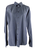 Vintage 2000s Y2K Eton Men's Navy Blue Collared Button Up Long Sleeve Dress Shirt