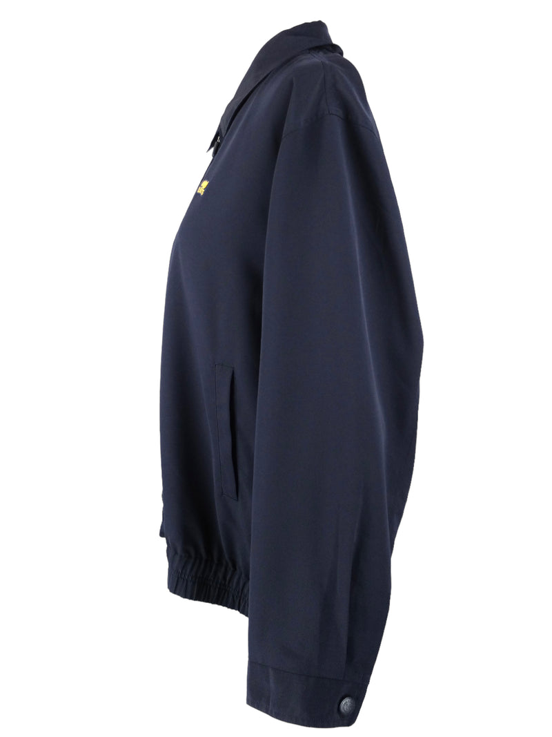 Vintage 90s Men’s Streetwear Utilitarian Basic Solid Navy Blue Collared Zip Up Jacket | Men’s Size XXL