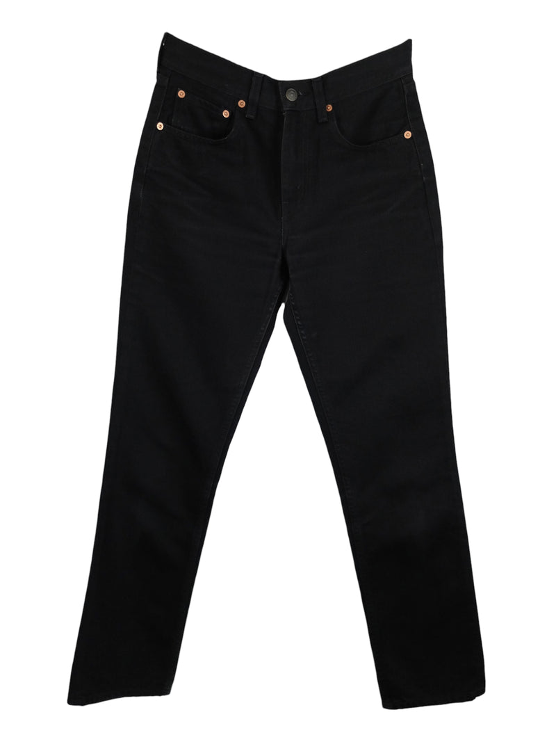 Vintage 90s Men's Levi's 595 Utilitarian Streetwear Black Dark Wash Straight Leg Denim Jeans | 29 Inch Waist