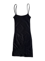 Vintage 2000s Black Metallic Sparkle Fitted Tank Midi Dress | Size XS-S