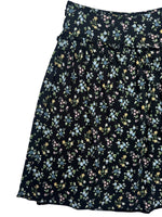 Vintage 2000s Y2K Max & Co Bohemian Chic Black Blue Floral High Waisted Above-the-Knee Chiffon A-Line Circle Skirt | Size M