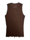 Vintage 2000s Y2K Plein Sud Jeans Dark Brown Ruffled Sleeveless Mesh Top | Size S-M