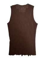 Vintage 2000s Y2K Plein Sud Jeans Dark Brown Ruffled Sleeveless Mesh Top | Size S-M