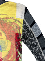 Vintage 2000s Y2K Custo Barcelona Streetwear Fitted Abstract Multicoloured Graphic Hooded Long Sleeve Shirt | Size S