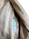 Vintage 70s Mod Bohemian Hippie Tan Button Down Trench Coat With Genuine Fur Trim & Tie Belt | Size S-M