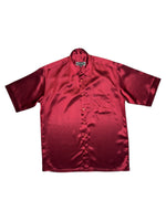 Vintage 2000s HUGO BOSS Men's Silky Maroon Short Sleeve Collared Button Up Dress Shirt | Size M-L