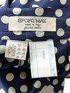 Vintage 80s Sportmax Silk Mod Pinup Rockabilly Preppy Chic Navy Blue & White Polka Dot High Waisted Flowy Bermuda Shorts | Size M