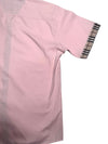 Vintage 2000s Y2K Burberry Preppy Pastel Pink & Plaid Tartan Collared Button Up Short Sleeve Shirt | Size M
