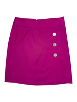 Vintage 2000s DOLCE & GABBANA Fuchsia Pink Wool Wrap Style Mini Skirt with Silver Buttons | Size S