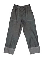 Vintage 2000s Utility Grey Metallic Sparkle High Waisted Denim Cargo Pants | Size XS