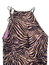 Vintage 2000s Y2K Alesandro Dell’acqua Brown & Pink Tiger Animal Print Sleeveless Layered Mini Dress with Cinched Drop Waist & Tie Details | Size M