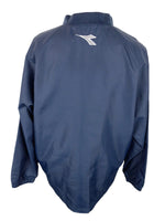 Vintage 2000s Y2K Men’s Streetwear Utility Sports Diadora Branded Dark Navy Blue Mockneck Pullover Windbreaker Shell Jacket | Men’s Size L