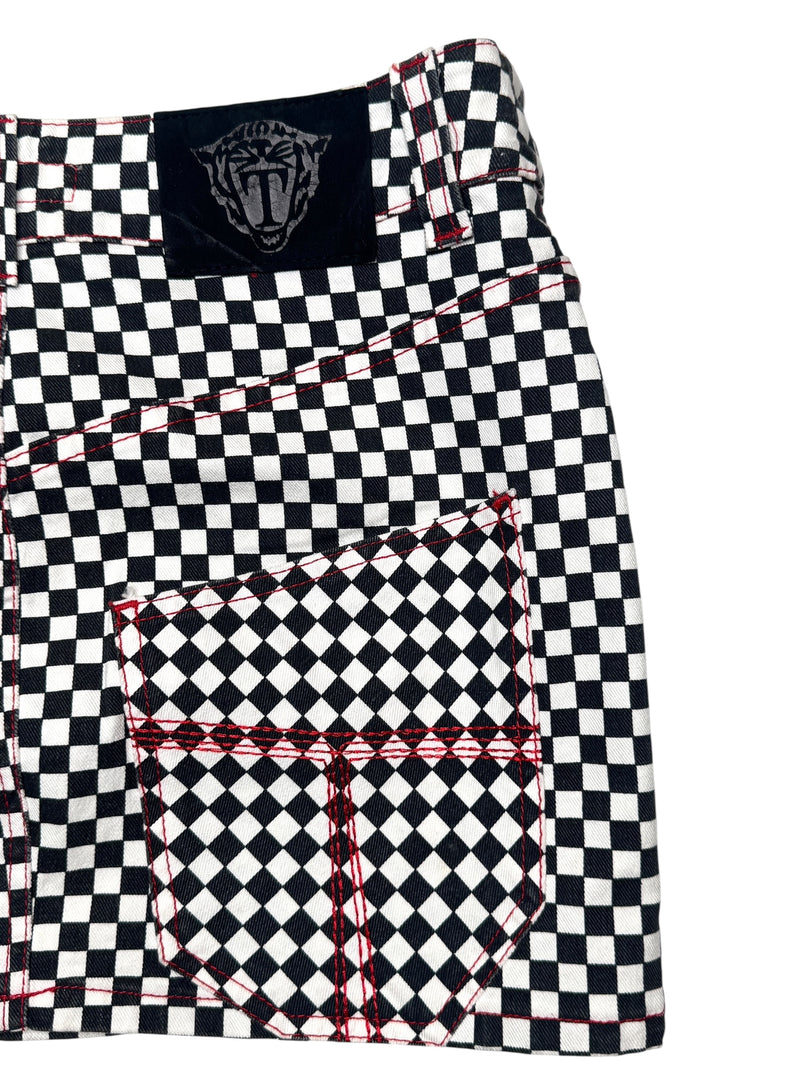 Tiger of Sweden Low Rise Black & White Checkered Micro Mini Denim Skirt | Size M