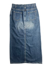 Vintage 2000s Y2K Soft Grunge Streetwear Blue Jean Denim Low Rise Cutout Maxi Skirt | Size S
